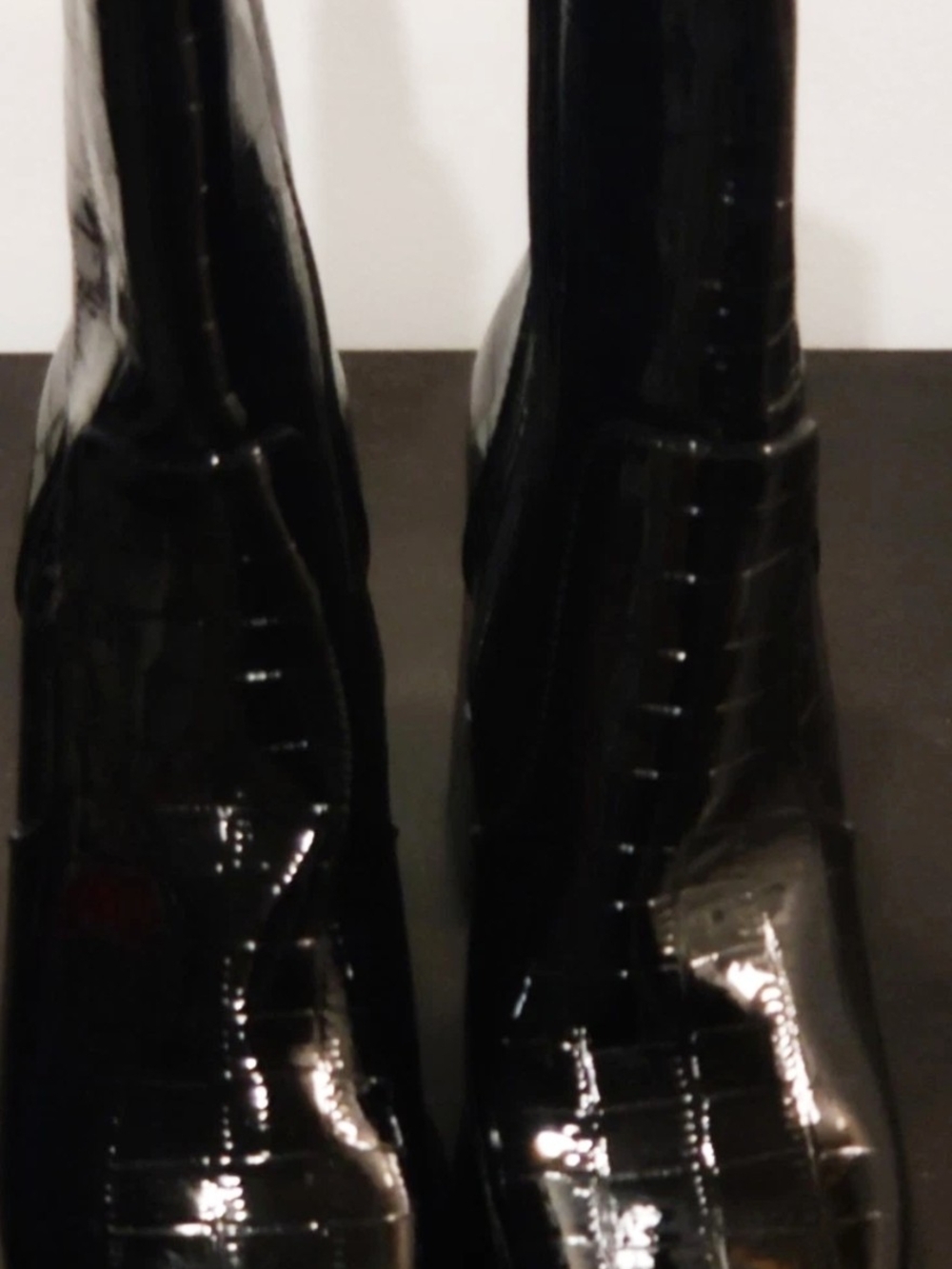 Princess Polly Womens 8 Black Croc Print/Embossed Heels BOOTS